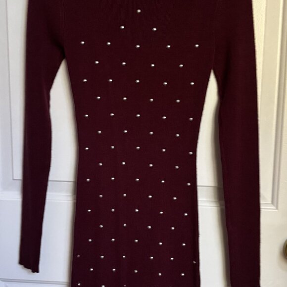 NWOT WOMEN’S PLANET GOLD LONG SLEEVE BURGUNDY KNIT MAXI DRESS – SIZE SMALL - Picture 5 of 5
